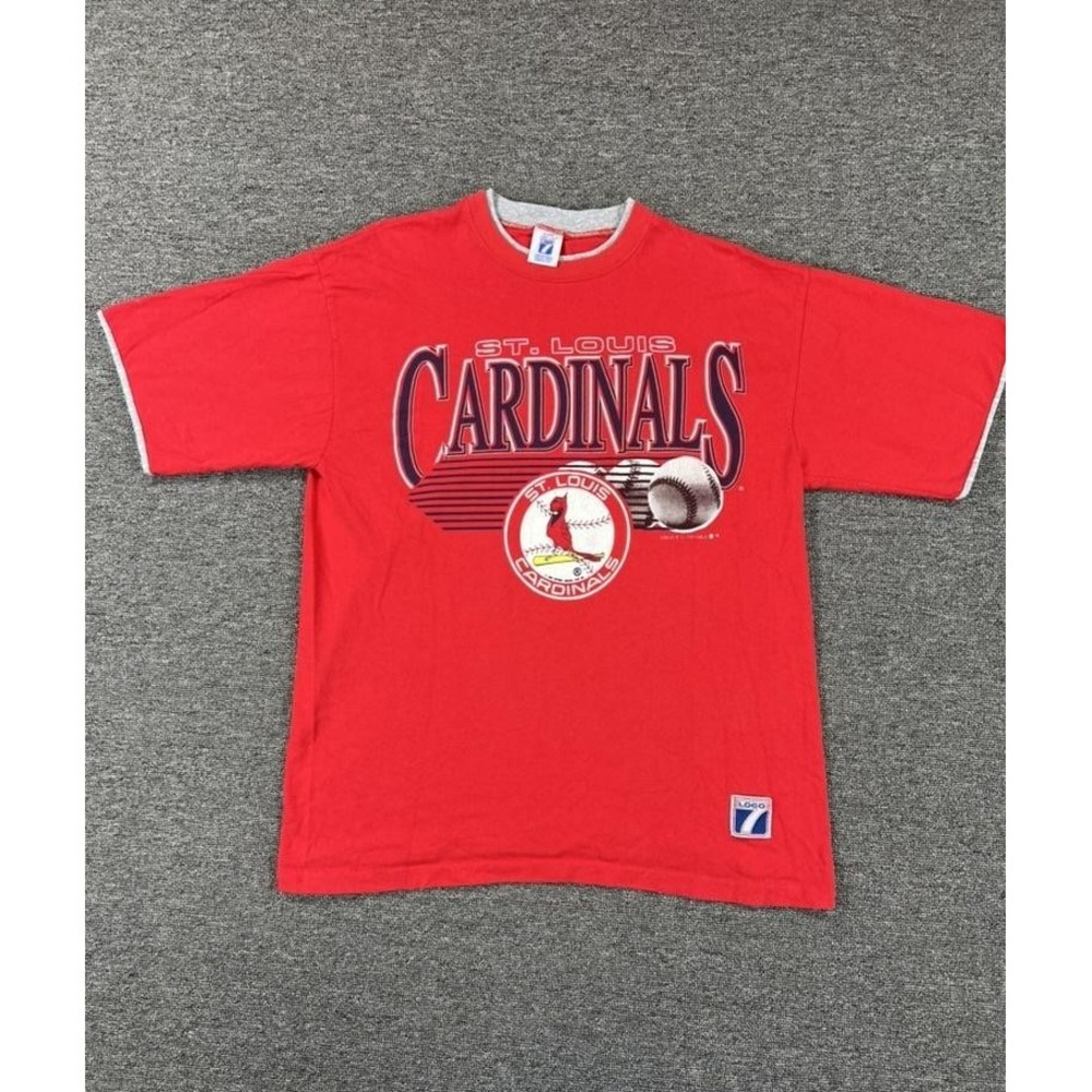 Vintage St Louis Cardinals Shirt Mens Large Red MLB Baseball Logo 7 90s